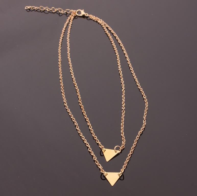 Street Beat Fashion Style Double Triangle Clavicle Pendant Necklace 