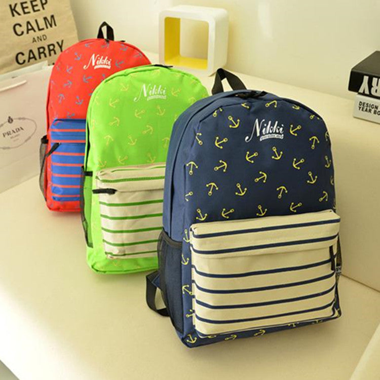 Anchor Print Hot style Navy Stripe Backpack