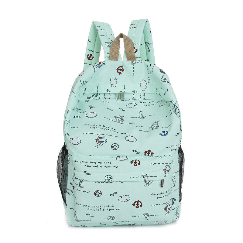 Bright Color Sailing Print Cute School Backpack Bag - Meet Yours Fashion - 2