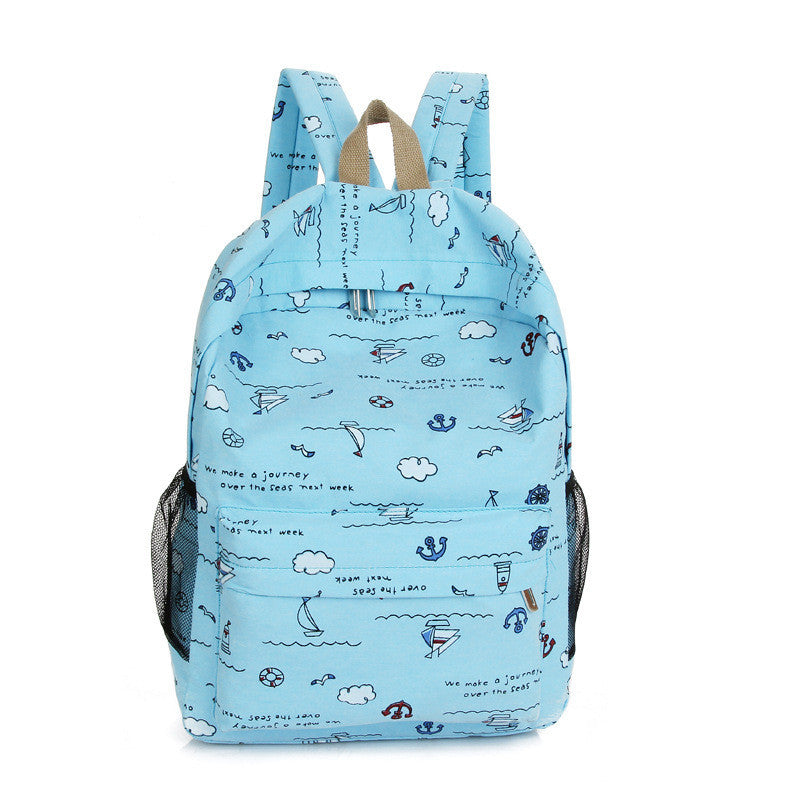 Bright Color Sailing Print Cute School Backpack Bag - Meet Yours Fashion - 3