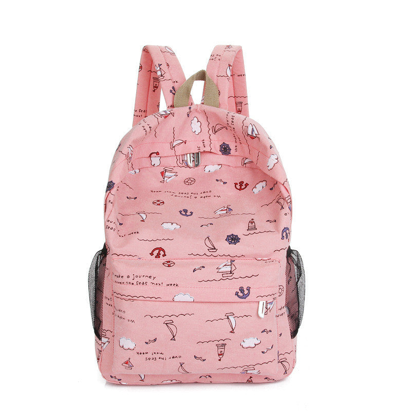 Bright Color Sailing Print Cute School Backpack Bag - Meet Yours Fashion - 4