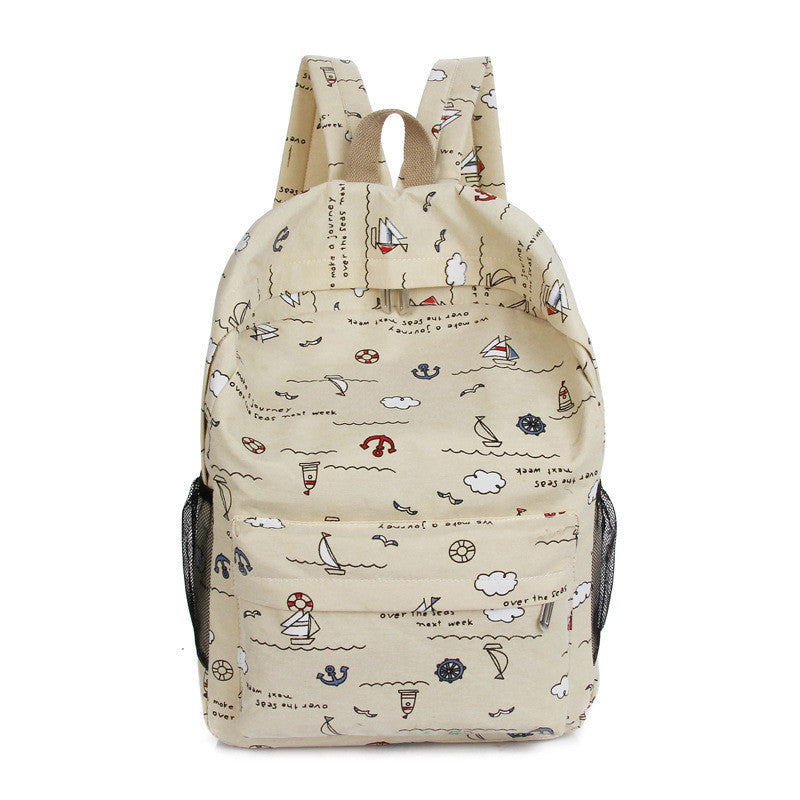 Bright Color Sailing Print Cute School Backpack Bag - Meet Yours Fashion - 5