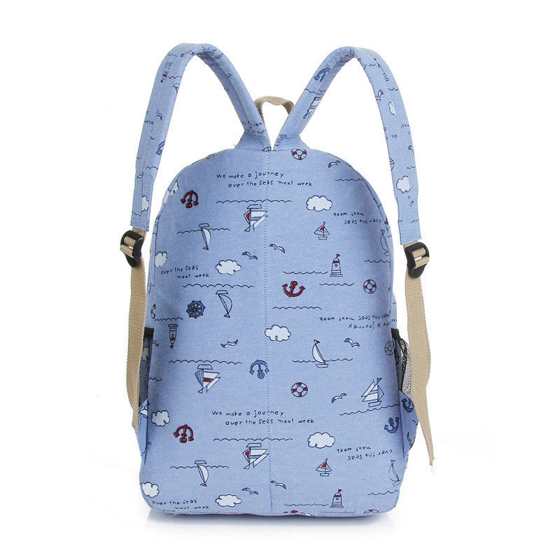 Bright Color Sailing Print Cute School Backpack Bag - Meet Yours Fashion - 7