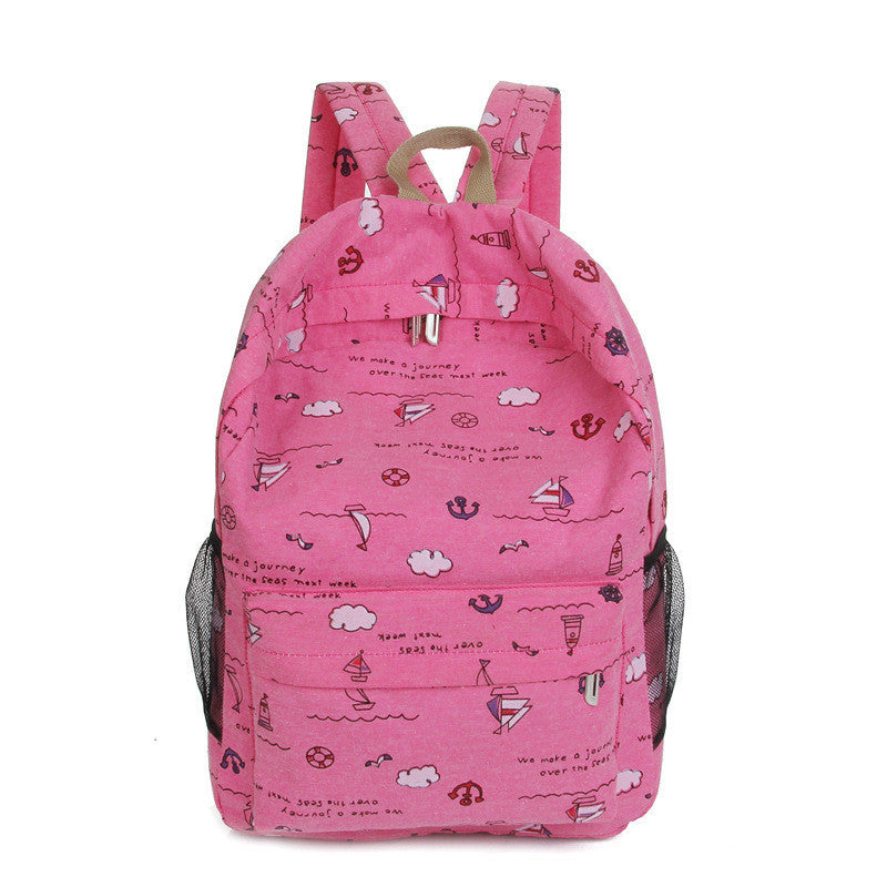 Bright Color Sailing Print Cute School Backpack Bag - Meet Yours Fashion - 6