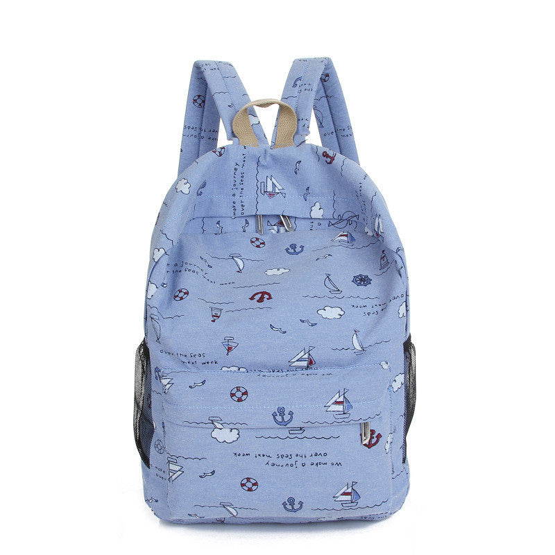 Bright Color Sailing Print Cute School Backpack Bag - Meet Yours Fashion - 1