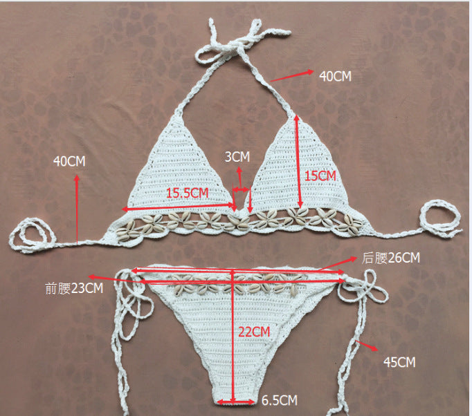 Knit Crotch Low Waist Backless Bikini Set