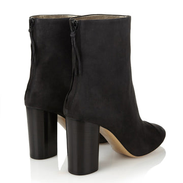 Solid Color Pointed Toe Back Zipper High Chunky Heel Ankle Boots