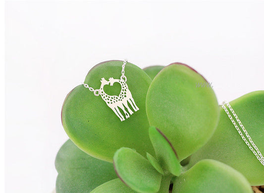 Giraffe Shaped Animal Themed Charm Necklace