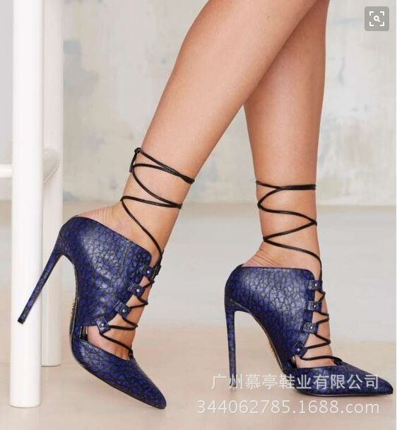 Pointed Tow Low Cut Lace Up Stiletto High Heels