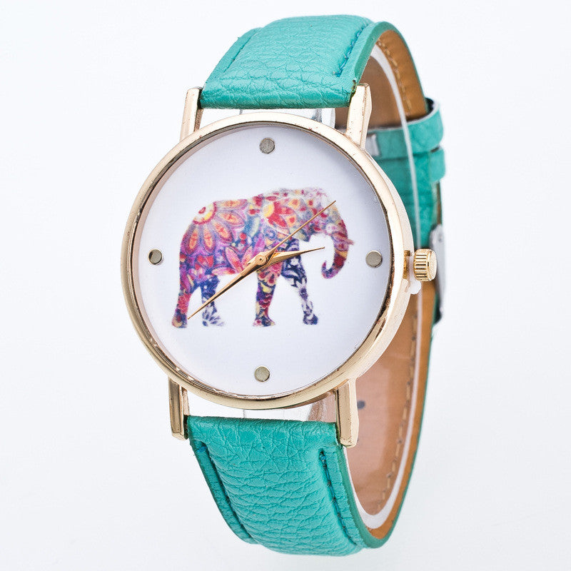 Fashion Flower Elephant Print Watch