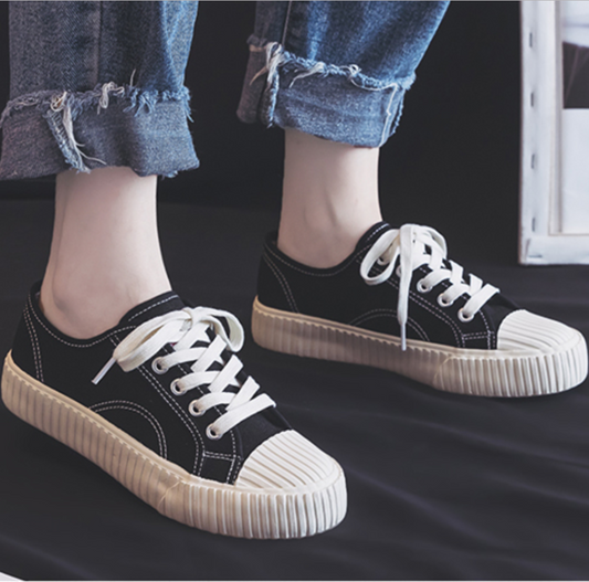 Casual Lace Up Flats Canvas Sneakers