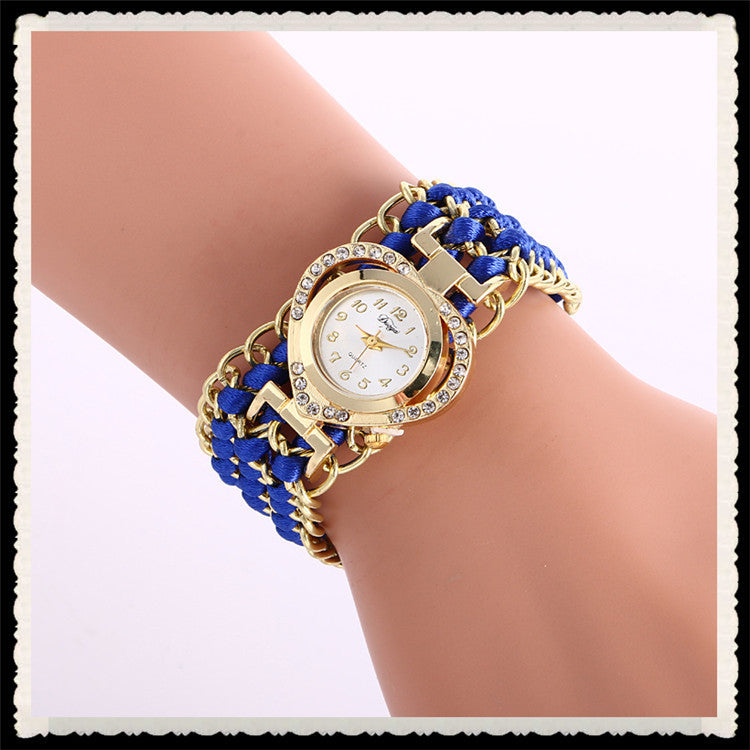 Personality Crystal Heart Adjustable Woven Watch