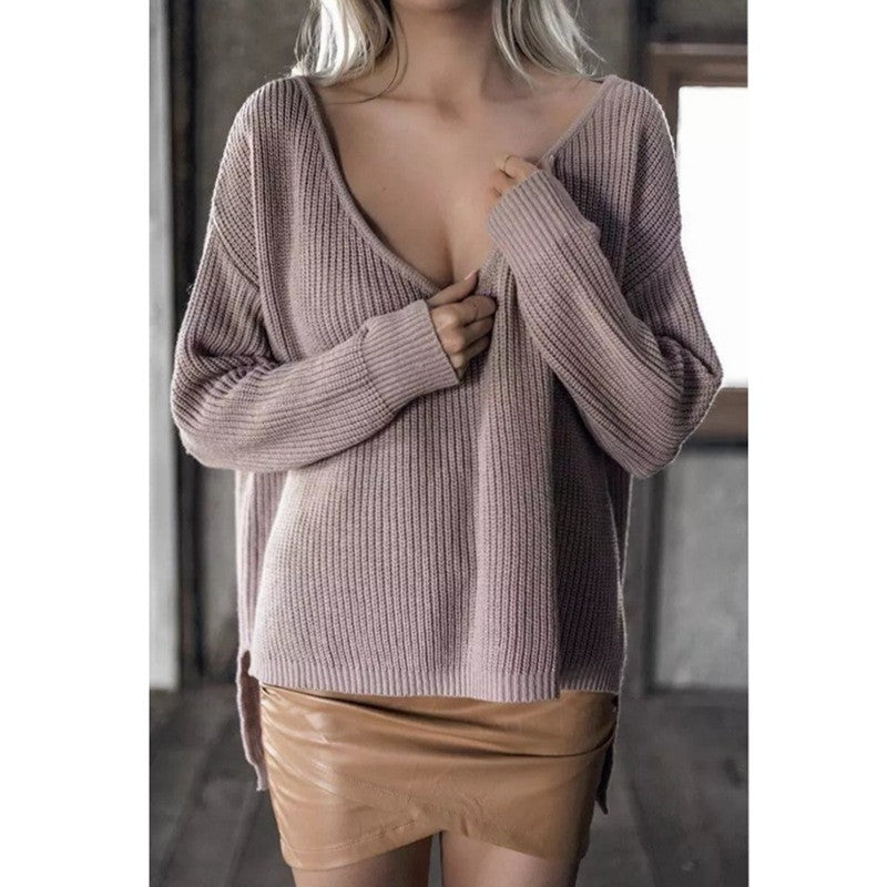Sexy V-Neck Loose BF Irregular Sweater