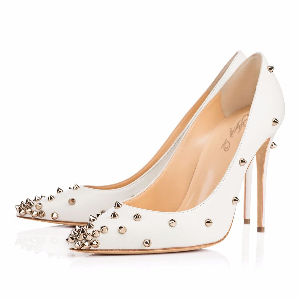 Rivets Pointed Toe PU Stiletto High Heels Party Shoes