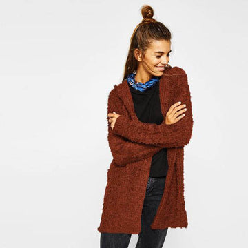 Candy Color Long Loose Hooded Cardigan Coat
