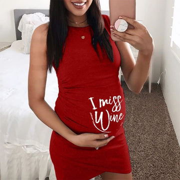 Pink Letter Sleeveless Spaghetti Straps Short Dress For Pregnant woman
