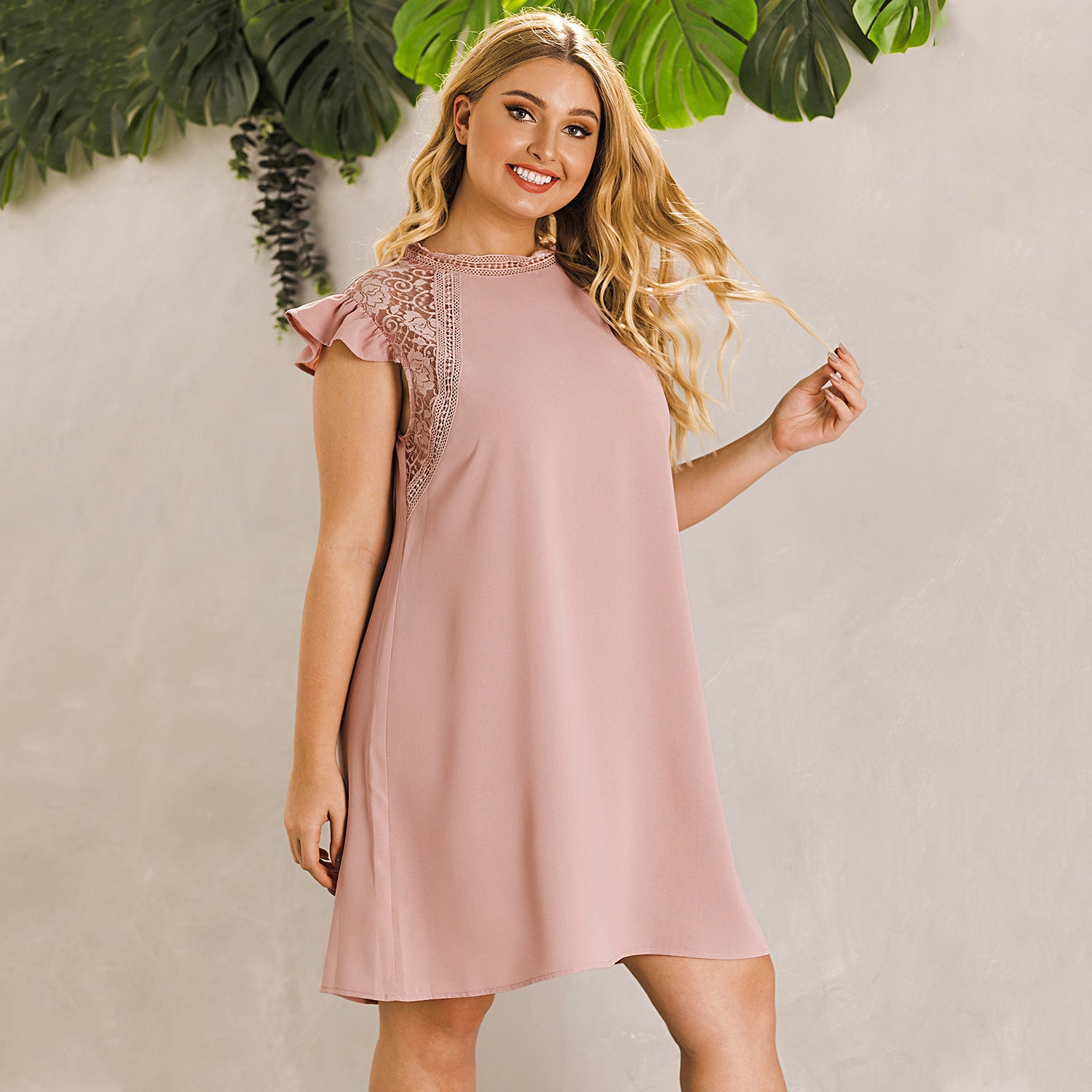 Short Sleeve Solid Large Dress