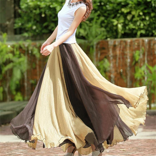 Gradient High Waist Long Pleated Skirt