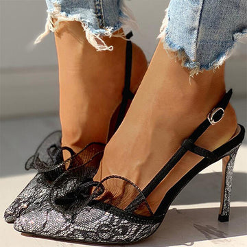 Lace high heeled sandals
