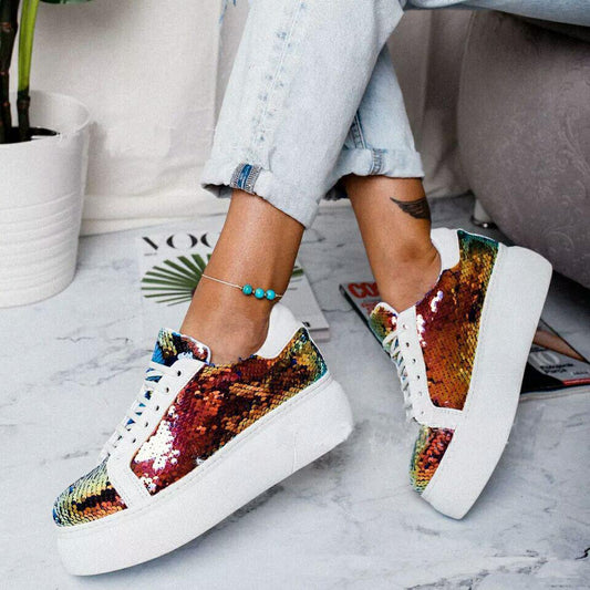 Cool Glitter Lace Up Chunky Sneakers