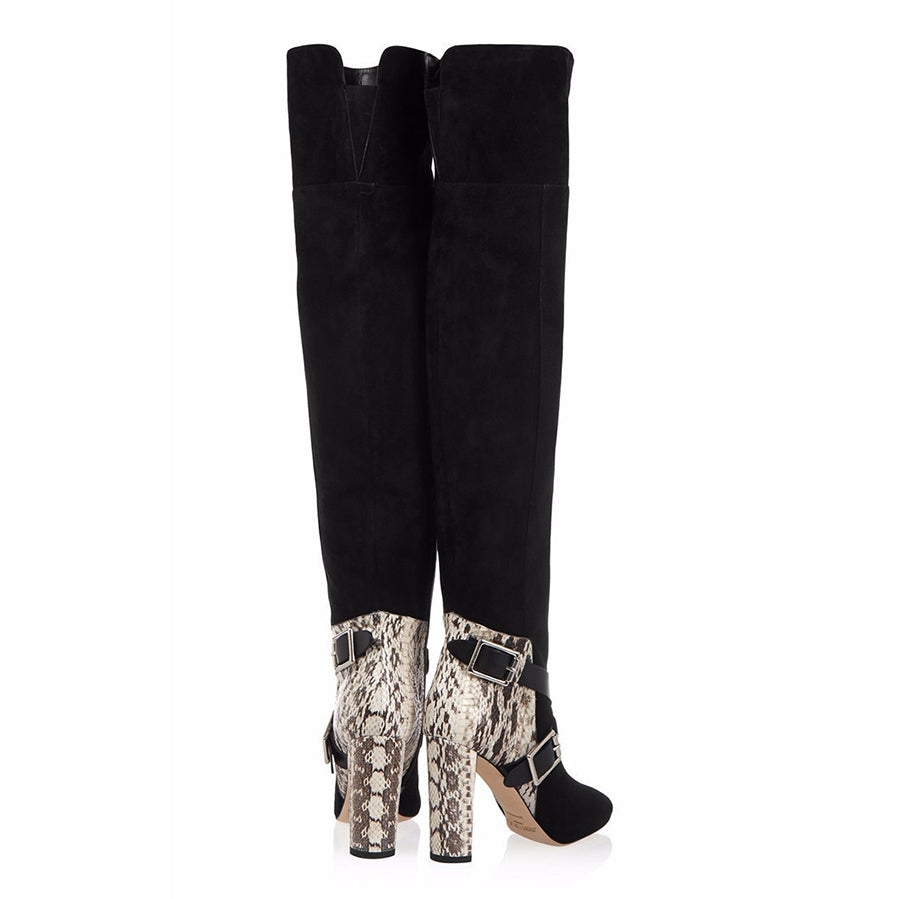 Patchwork Pointed Toe High Chunky Heel Over the Knee Loose Boots