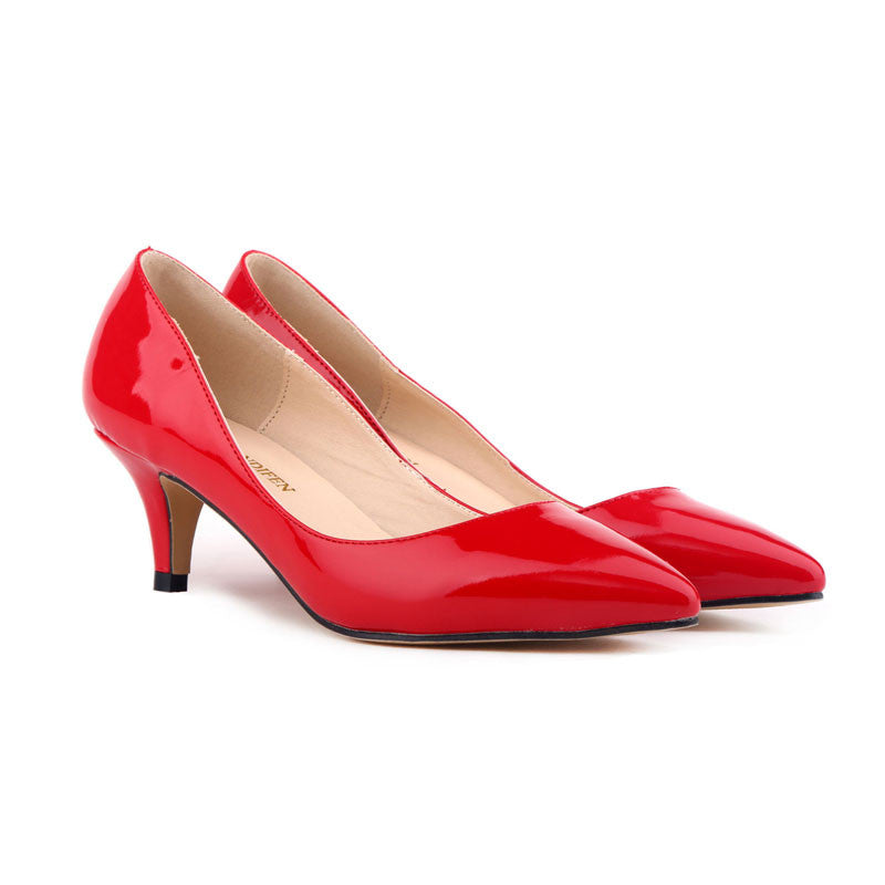 Pointed 2.36inch Heel Shallow Patent Leather Shoes