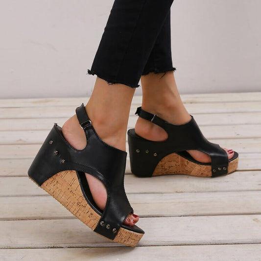 Peep Toe Platform Studded Sandals