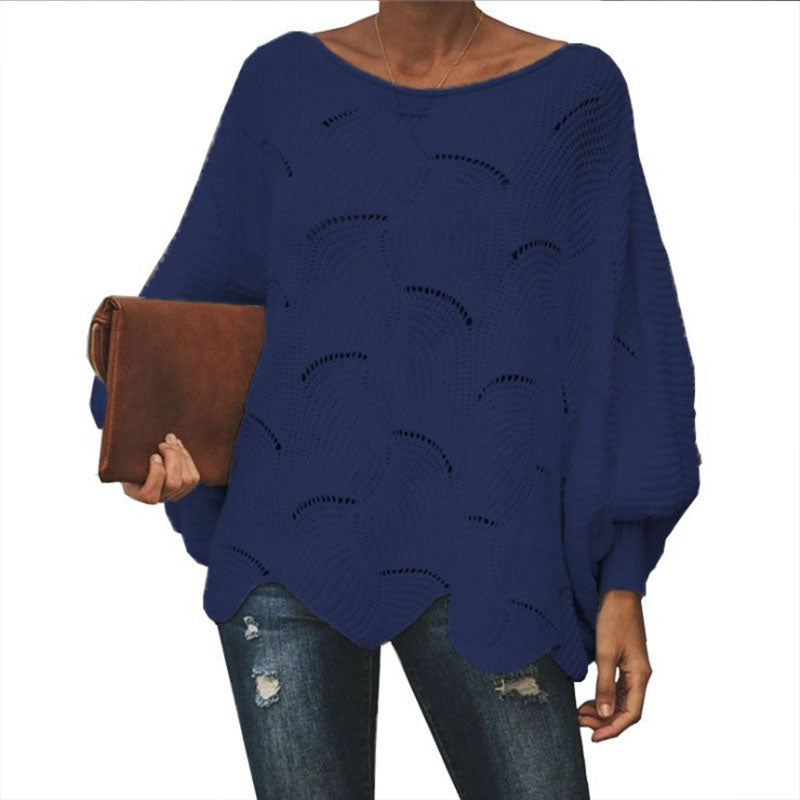 Loose Hollow Carved Balloon Sleeve Sweater