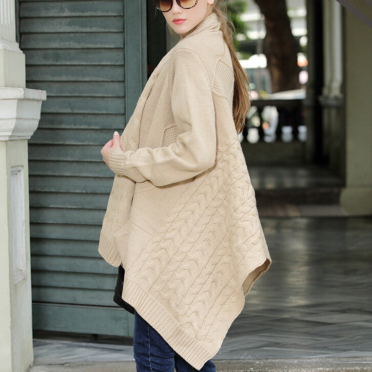 Cardigan Loose Upset Asymmetric Pure Color Sweater - Meet Yours Fashion - 4