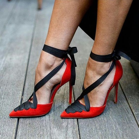 Straps Bow Pointed Toe Lace-up Low Cut Stiletto High Heels