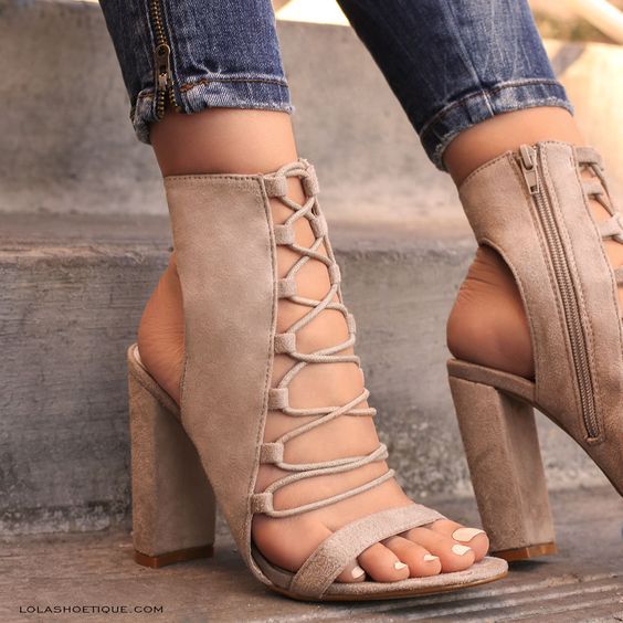 Ankle Straps Cross Open Toe High Chunky Heels Sandals