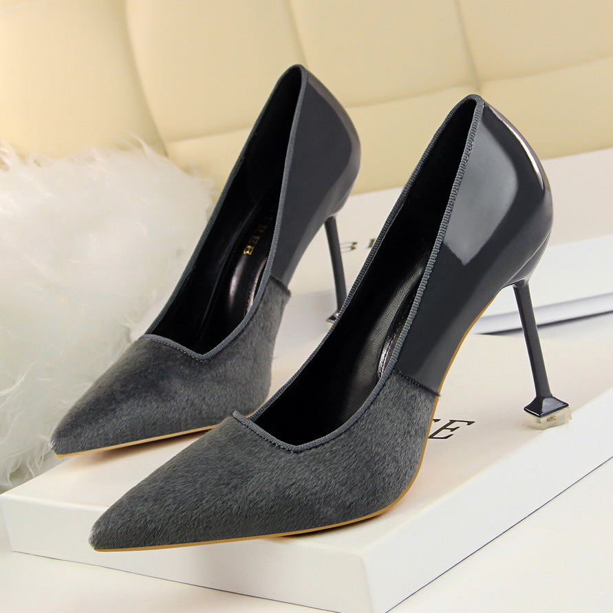 Bright Patchwork Stiletto Kitten Heel Pointed Toe High Heels Party Shoes