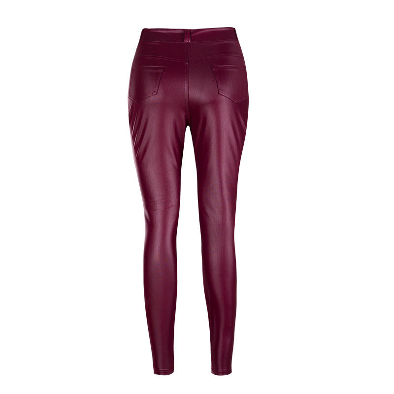 Patchwork Packets High Waist Solid Color Slim Zipper Long Skinny Pants