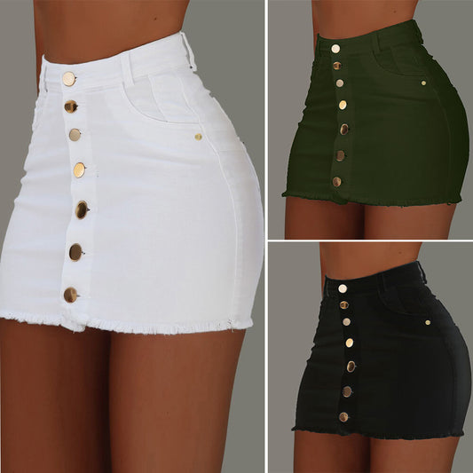 Sexy Bodycon Buttons High Waist Mini Skirts