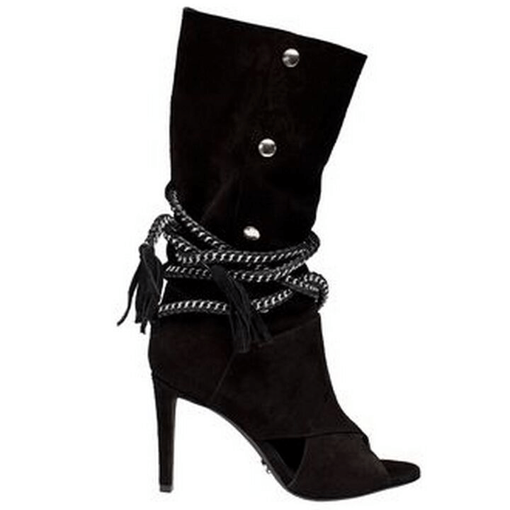 Peep Toe Lace Up Suede Cal Boots