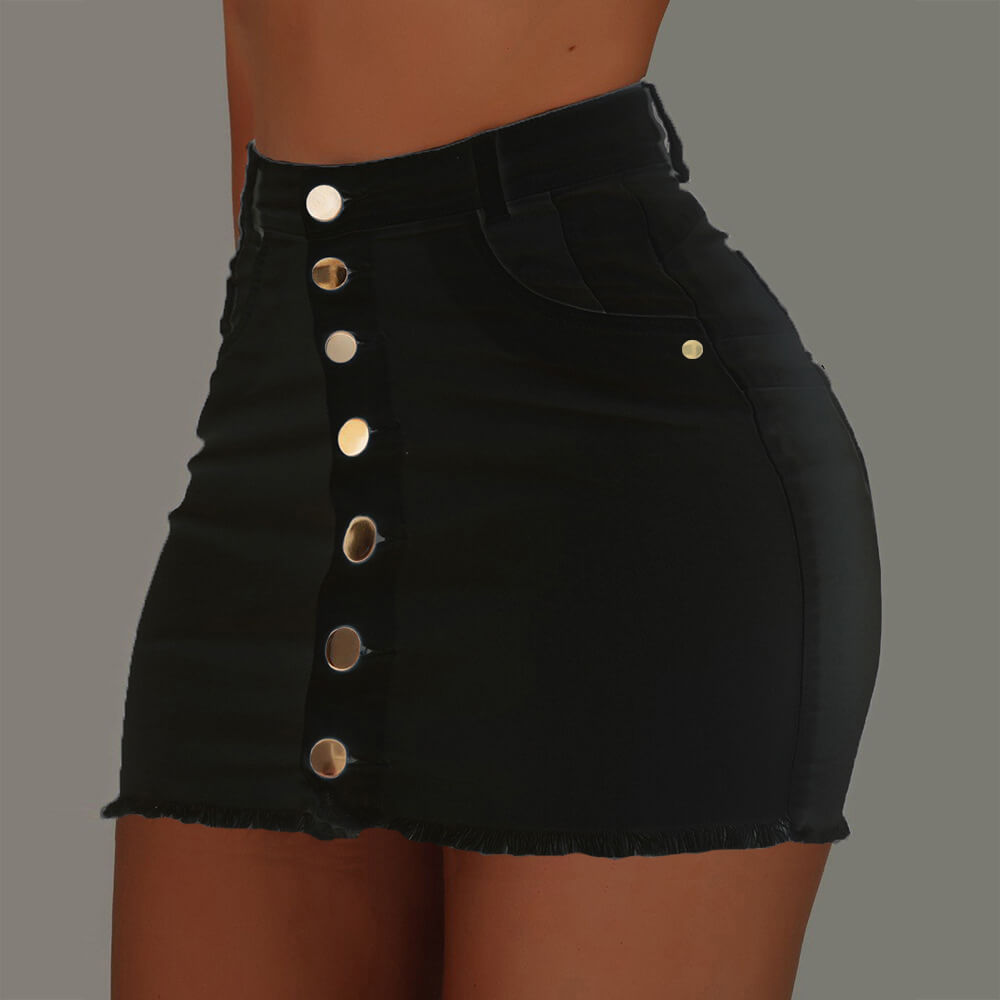 Sexy Bodycon Buttons High Waist Mini Skirts