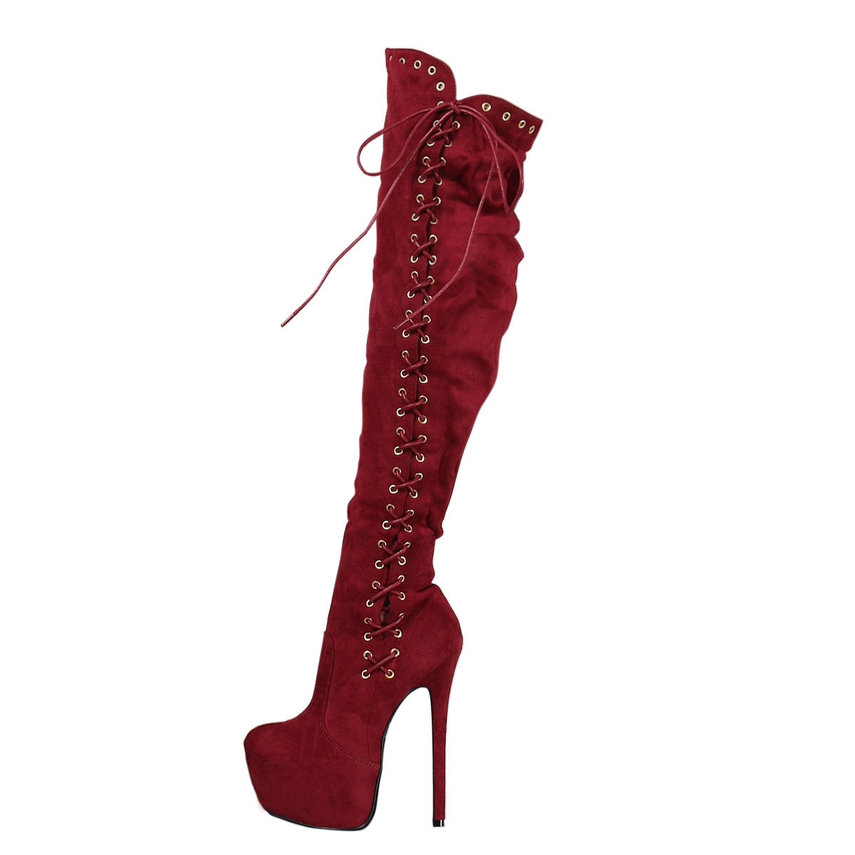 Lace UP Platform Round Toe Super High Stiletto Heel Over the Knee Boots