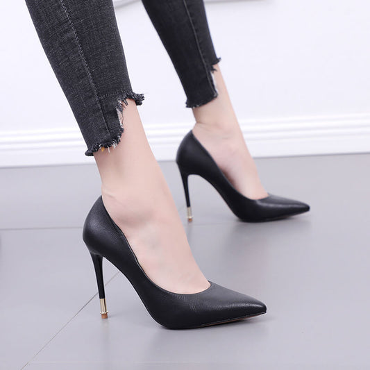 Point Toe Ankle Leather Close Toe Pumps