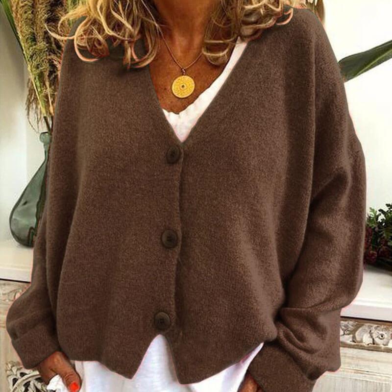 Pure Color With Button Cardigan
