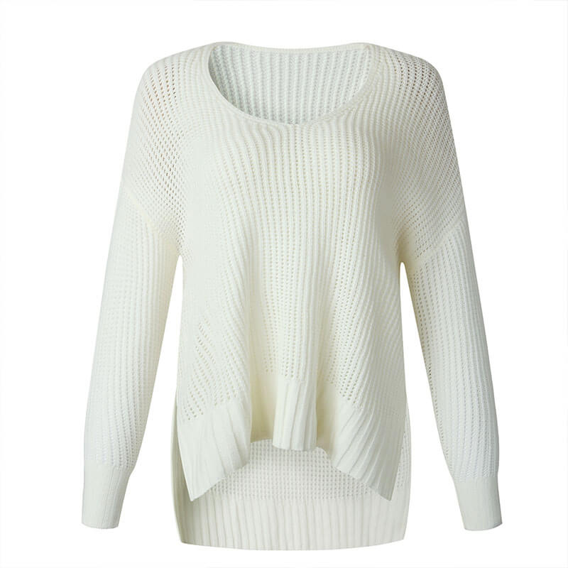 Low Hight V Neck Ribbed Sweater