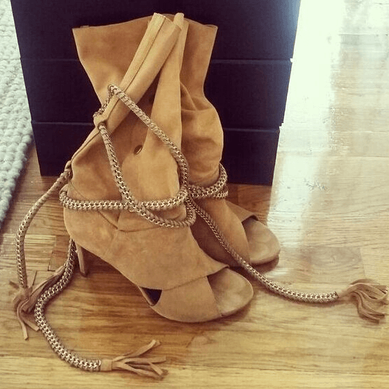 Peep Toe Lace Up Suede Cal Boots