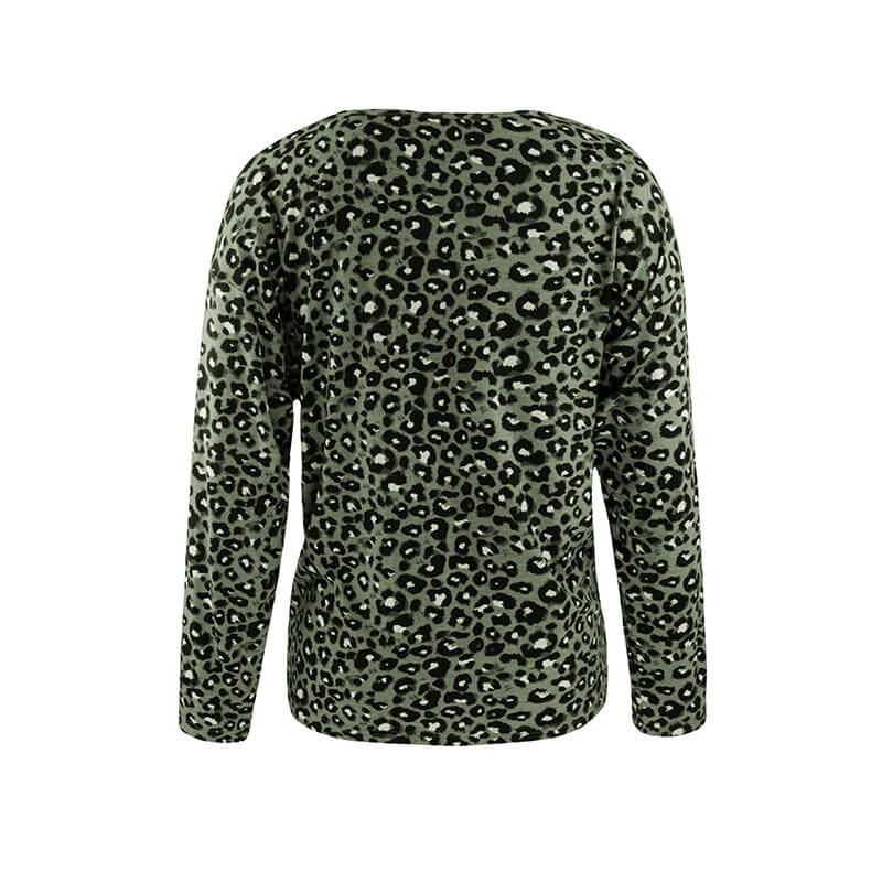Leopard Half Button Knitted Top