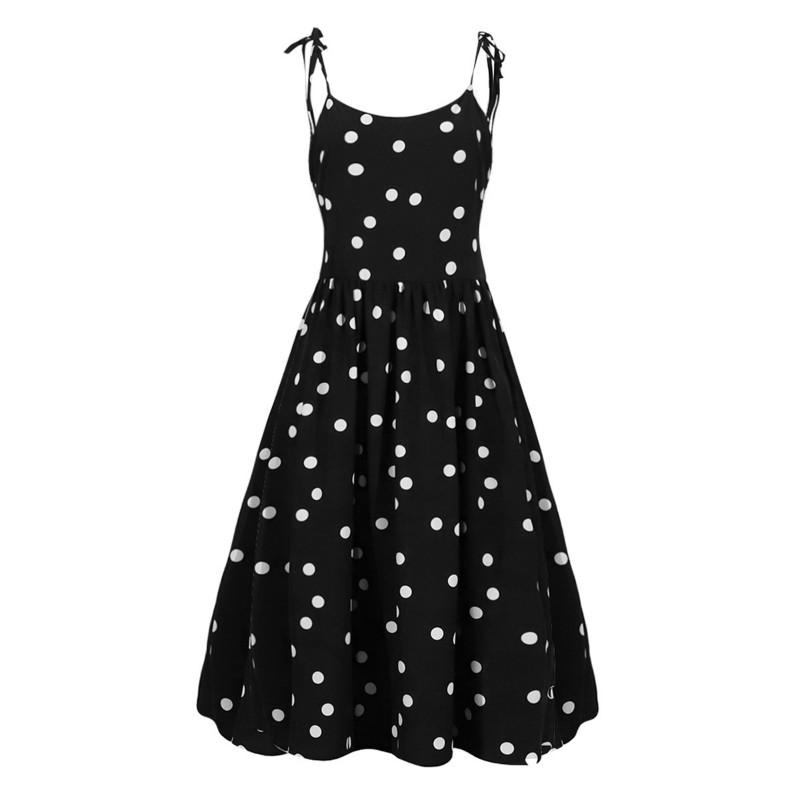 Polka Dots Sling A Line Midi Dress