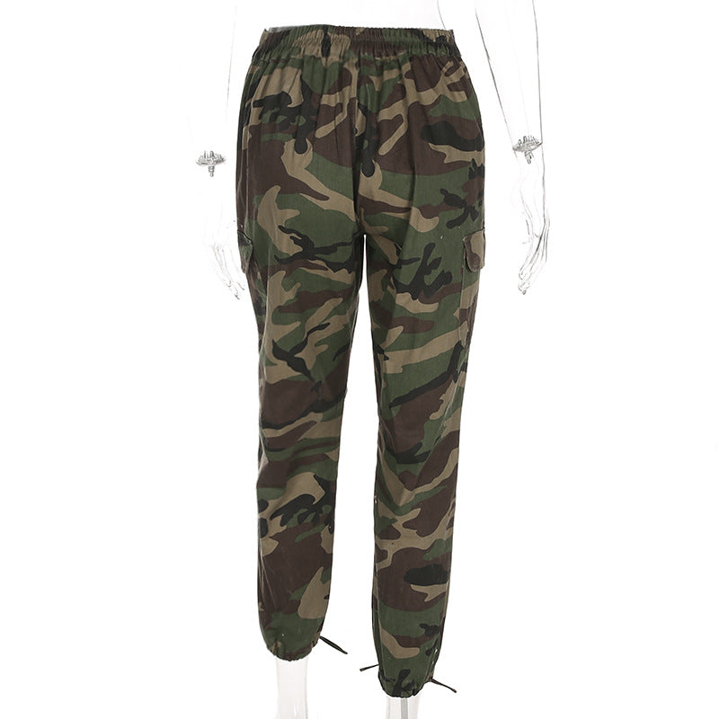 Camouflage High Waist Patchwork Loose Casual Pants