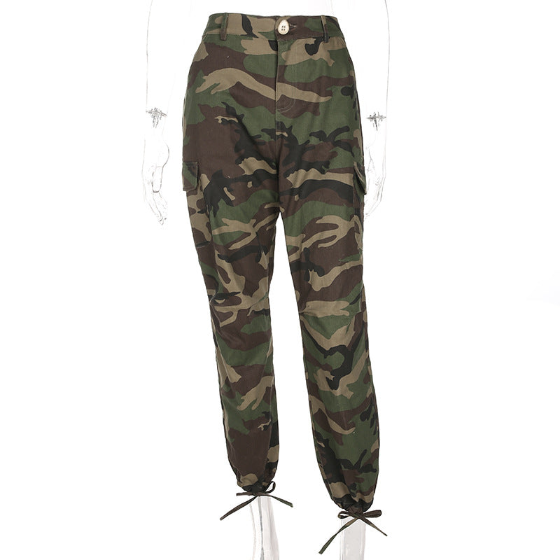 Camouflage High Waist Patchwork Loose Casual Pants