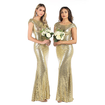 Golden Sequins Bodycon Maxi Dress