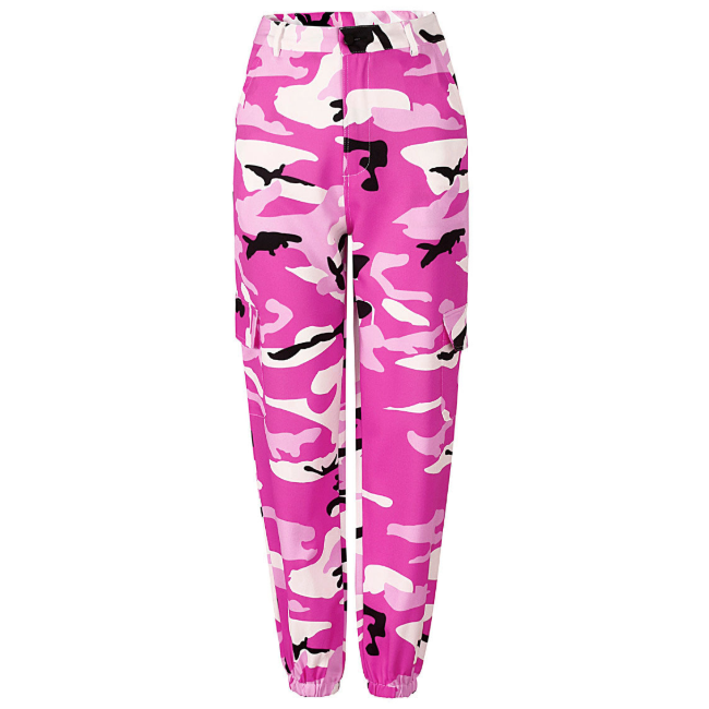 High Waist Camouflage Plus Size Elastic Ankle Pants