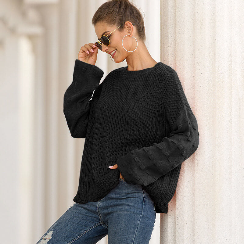 Balloon Sleeve Loose Casual Pullover Sweater