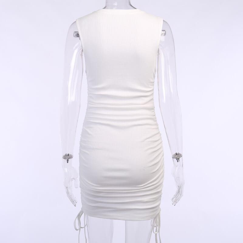 Sleeveless Drawing Ruched Bodycon Dress