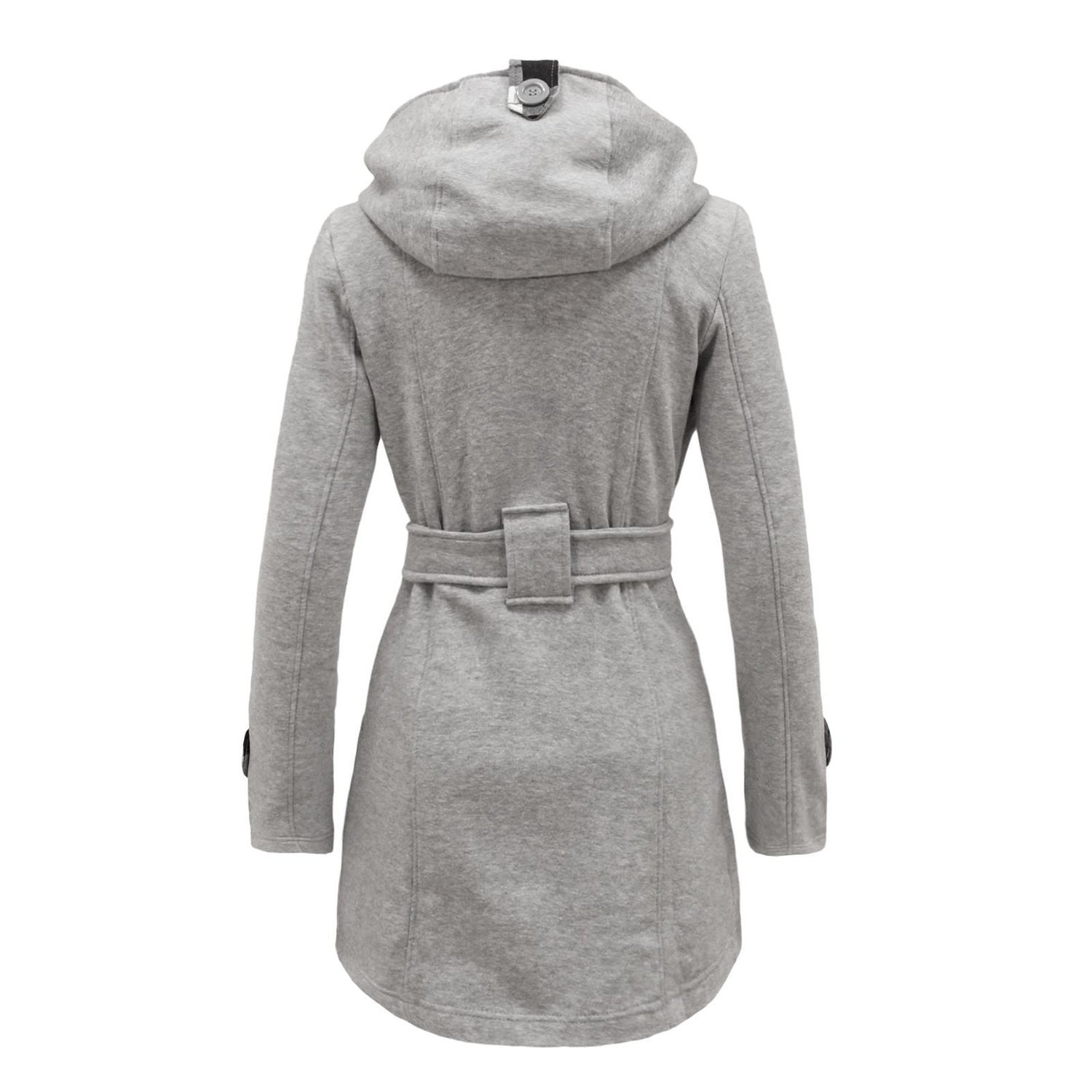 Plus Size Double Breasted Long with Belt Hooded Coat - MeetYoursFashion - 10